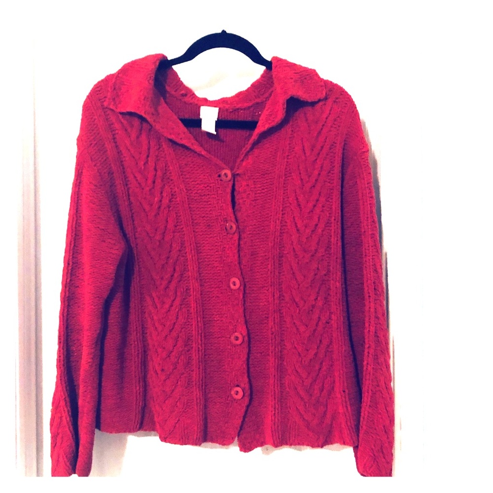 J. Jill Handknit Sweater Red